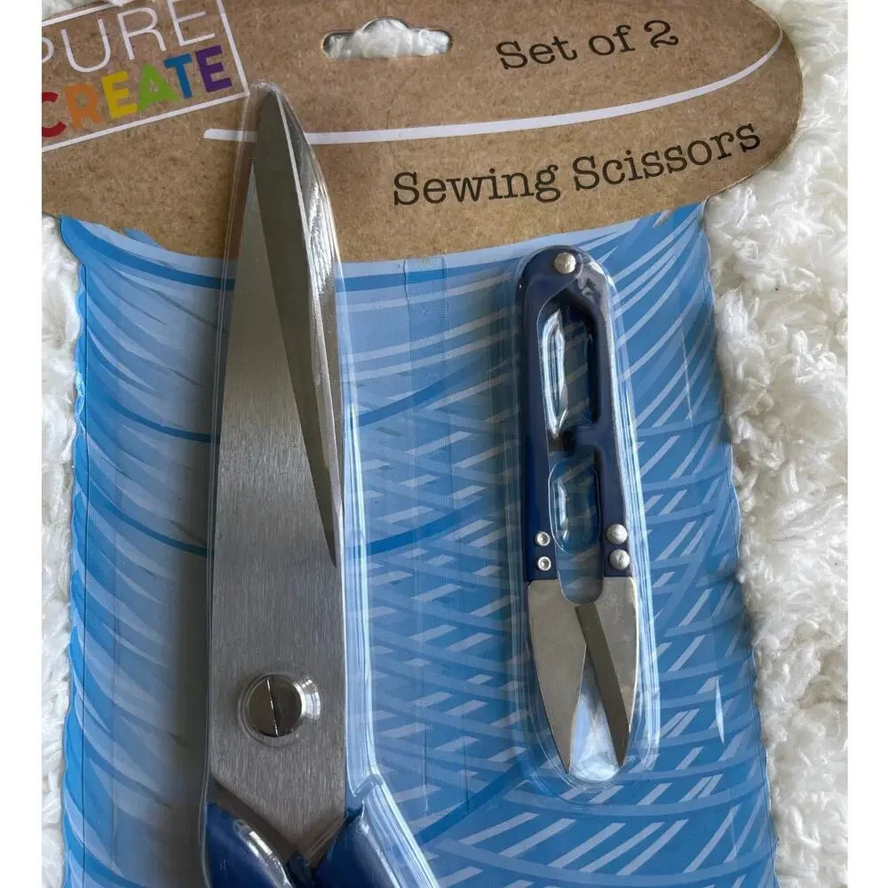 Pure Create Sewing Scissors Set of 2 NEW Blue Tailor’s Shears Thread Cutter NEW